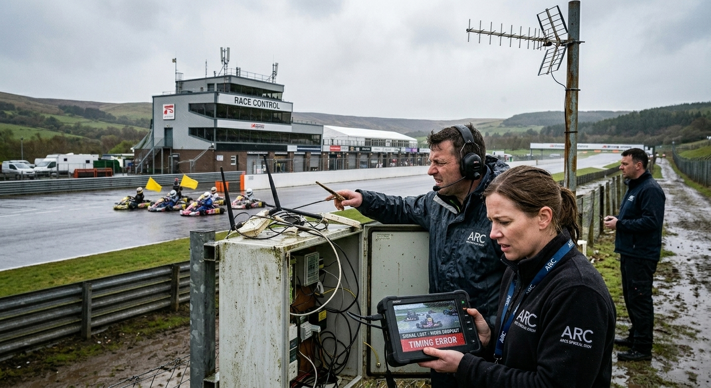 Team working outside in the rain