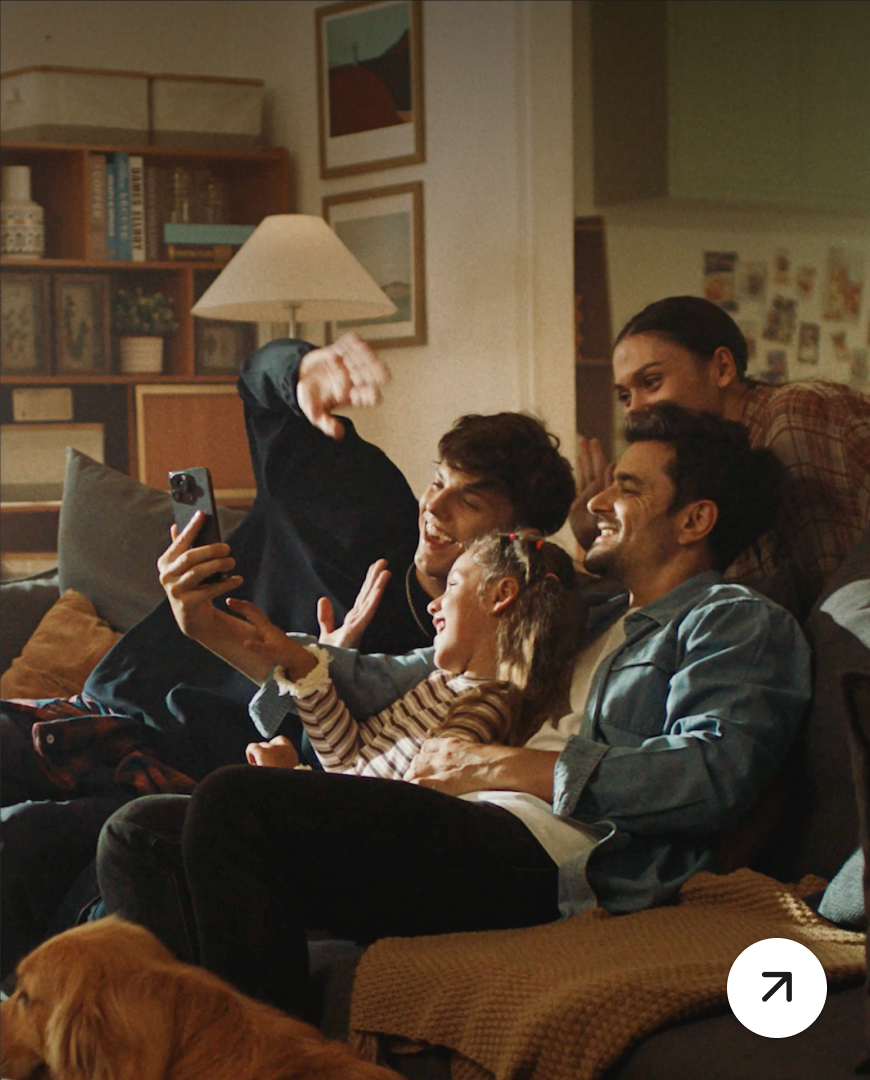 Family gathered for a video call